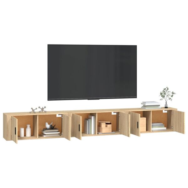 vidaXL N&aacute;stěnn&eacute; TV skř&iacute;ňky 3 ks dub sonoma 100 x 34,5 x 40 cm