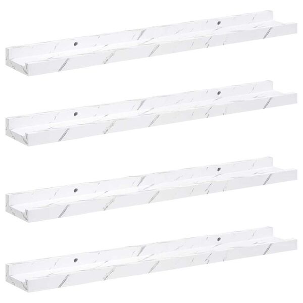vidaXL N&aacute;stěnn&aacute; polička s polic&iacute; 4 pcs B&iacute;l&yacute; mramor 60 x 9 x 3 cm