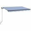 vidaXL Automatick&aacute; mark&yacute;za LED a senzor větru 400 x 350 cm modrob&iacute;l&aacute;