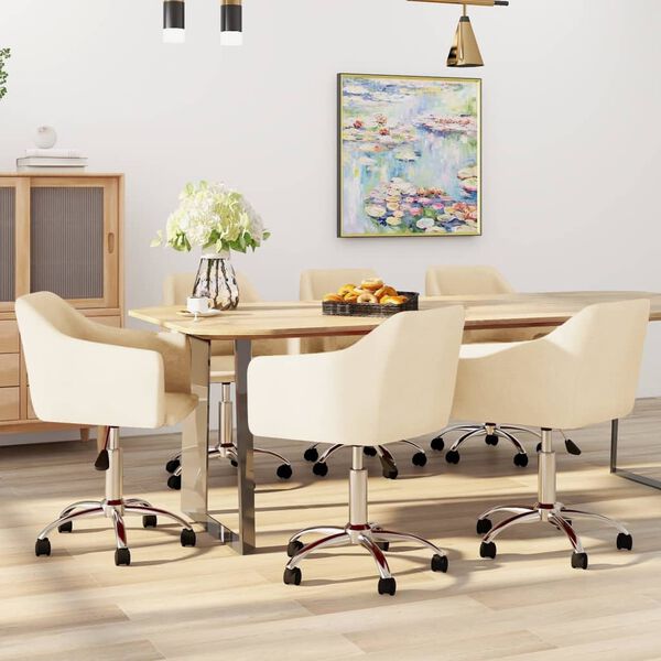 vidaXL Otočn&eacute; j&iacute;deln&iacute; židle 6 ks kr&eacute;mov&eacute; textil