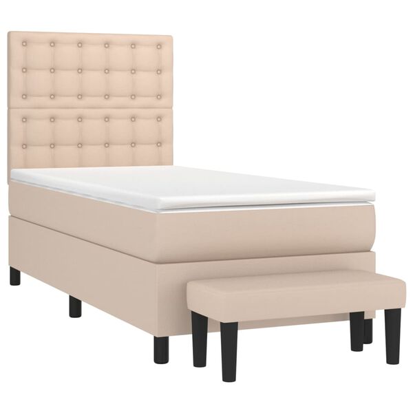vidaXL Box spring postel s matrac&iacute; cappuccino 90x200 cm uměl&aacute; kůže