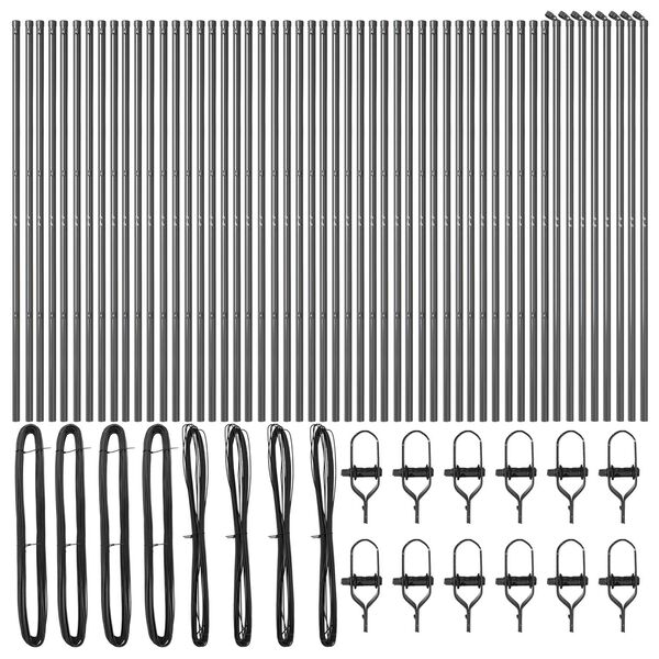 vidaXL Plotový sloupek. Jiný 52 pcs Šedá 3,2 x 3,2 x 210 cm Ocel