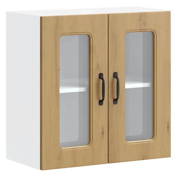 vidaXL Kuchyňsk&aacute; n&aacute;stěnn&aacute; skř&iacute;ňka se skleněn&yacute;mi dv&iacute;řky &bdquo;Kalmar&ldquo; dub řemesln&yacute;, imitace dřeva
