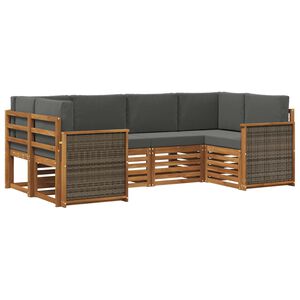 vidaXL Rohov&aacute; sofa sada s pol&scaron;t&aacute;řem 5 pcs Přirozen&aacute; a Anthracitov&aacute;