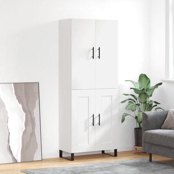 vidaXL Skř&iacute;ň highboard b&iacute;l&aacute; 69,5 x 34 x 180 cm kompozitn&iacute; dřevo