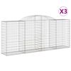 vidaXL Klenut&eacute; gabionov&eacute; ko&scaron;e 3 ks 300x50x120/140cm pozinkovan&eacute; železo