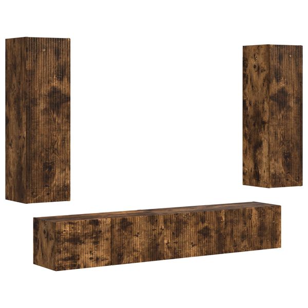 vidaXL Sestava TV skř&iacute;něk N&aacute;stěnn&yacute; 3 pcs Kouřov&yacute; dub kompozitn&iacute; dřevo