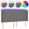 vidaXL Čelo postele s LED tmavě &scaron;ed&eacute; 163 x 16 x 118/128 cm textil
