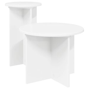 vidaXL Sada odkl&aacute;dac&iacute;ch stolků s &uacute;loži&scaron;těm 2 pcs B&iacute;l&aacute; Kompozitn&iacute; dřevo