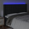 vidaXL Čelo postele s LED čern&eacute; 163 x 16 x 118/128 cm uměl&aacute; kůže