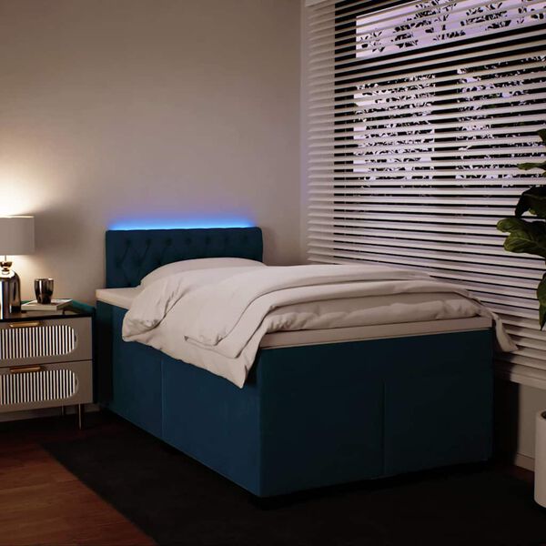 vidaXL Box spring postel s matrac&iacute; modr&aacute; 120 x 200 cm samet