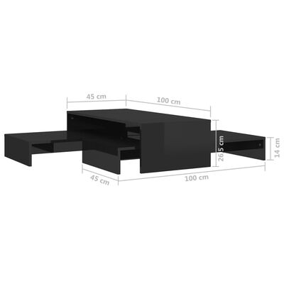 vidaXL Hnízdové konferenční stolky černé vysoký lesk 100x100x26,5 cm