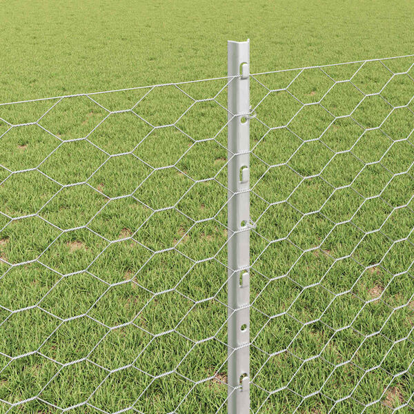 vidaXL Plot s sloupkem Stř&iacute;brn&aacute; 0,8 x 25 m Ocel