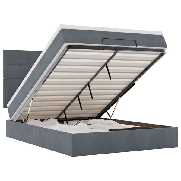 vidaXL Osmansk&yacute; r&aacute;m postele s matracemi tmavě &scaron;ed&aacute; 140x190cm samet