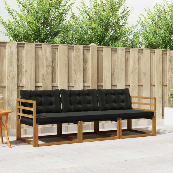 vidaXL Venkovn&iacute; pohovkov&aacute; souprava s pol&scaron;t&aacute;řem 3 pcs Přirozen&aacute; a čern&aacute;