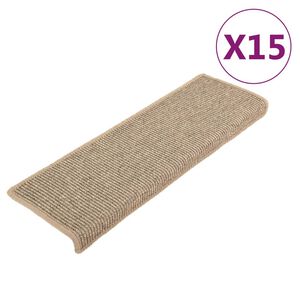 vidaXL Schodov&eacute; rohože 15 ks 65 x 21 x 4 cm tmavě b&eacute;žov&eacute; s obd&eacute;ln&iacute;kov&yacute;m okrajem