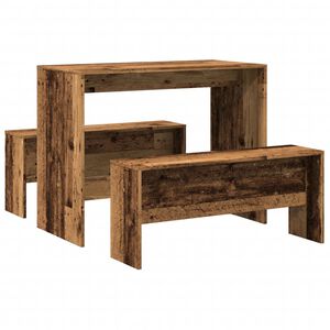 vidaXL 3d&iacute;ln&aacute; sada j&iacute;deln&iacute;ho stolu a lavic old wood kompozitn&iacute; dřevo