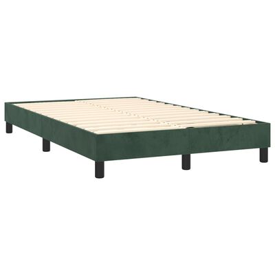 vidaXL Box spring postel s matrací a LED tmavě zelená 120x200 cm samet