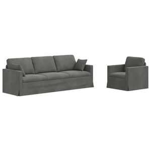 vidaXL Set pohovek 2 ks Tmavě &scaron;ed&aacute; samet