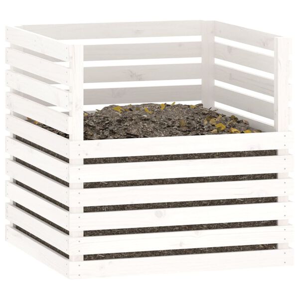 vidaXL Kompostér bílý 80 x 80 x 78 cm masivní borové dřevo
