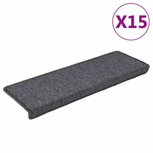 vidaXL Schodov&eacute; rohože 15 ks 65 x 21 x 4 cm tmavě &scaron;ed&eacute; s obd&eacute;ln&iacute;kov&yacute;m okrajem