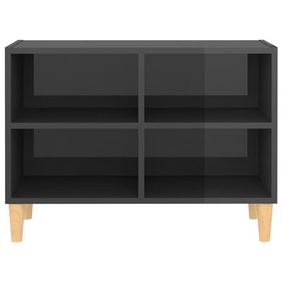 vidaXL TV stolek nohy z masivního dřeva šedý vysoký lesk 69,5x30x50 cm