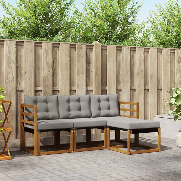 vidaXL Venkovn&iacute; pohovkov&aacute; souprava 4 pcs Př&iacute;rodn&iacute; a světle &scaron;ed&aacute;