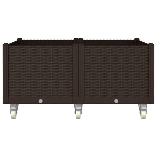 vidaXL Zahradní truhlík na kolečkách hnědý 100 x 80 x 54 cm PP