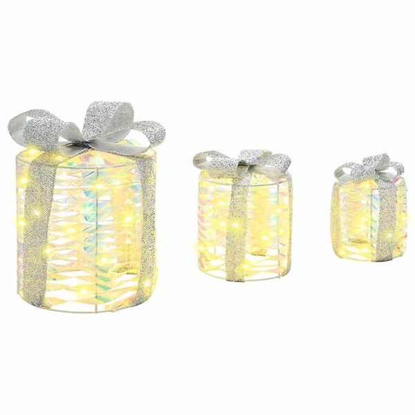 vidaXL Dekorace D&aacute;rkov&eacute; Krabičky 3 pcs Tepl&aacute; b&iacute;l&aacute; 20 x 20 x 20 cm PET