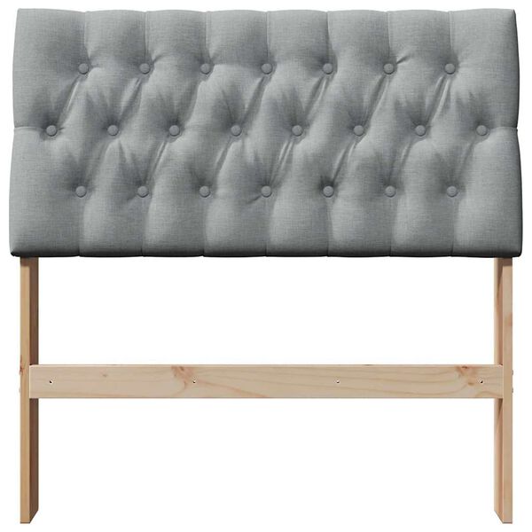 vidaXL Čalouněn&eacute; čelo postele Světle &scaron;ed&aacute; 90 cm Masivn&iacute; borov&eacute; dřevo