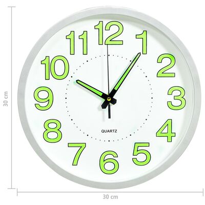 vidaXL Svítící nástěnné hodiny bílé 30 cm