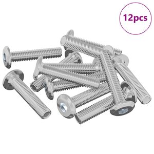 vidaXL Z&aacute;mkov&yacute; &scaron;roub Jednobarevn&yacute; 12 pcs Stř&iacute;brn&aacute; M6 x 30 mm Ocel