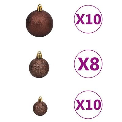 vidaXL Umělý vánoční stromek s LED a sadou koulí černý 210 cm PVC