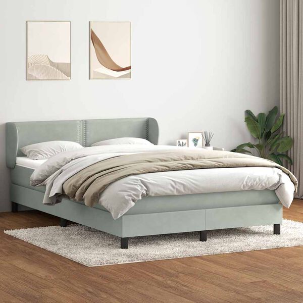 vidaXL Box spring postel s matrac&iacute; světle &scaron;ed&aacute; 160x220 cm samet