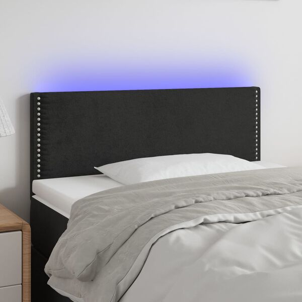 vidaXL Čelo postele s LED čern&eacute; 90x5x78/88 cm samet