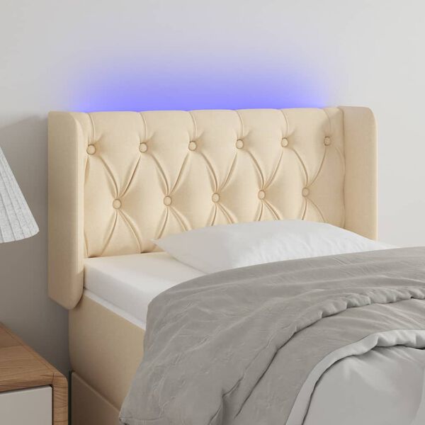 vidaXL Čelo postele s LED kr&eacute;mov&eacute; 83 x 16 x 78/88 cm textil