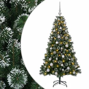 vidaXL Uměl&yacute; v&aacute;nočn&iacute; stromek s baňkami 120 cm 150 LED Tepl&aacute; b&iacute;l&aacute;