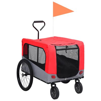 vidaXL Vozík pro psa za kolo a na běhání 2 v 1 červeno-šedý