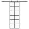 vidaXL Posuvn&eacute; dveře se sadou kov&aacute;n&iacute; čern&eacute; 76x205 cm ESG Glass