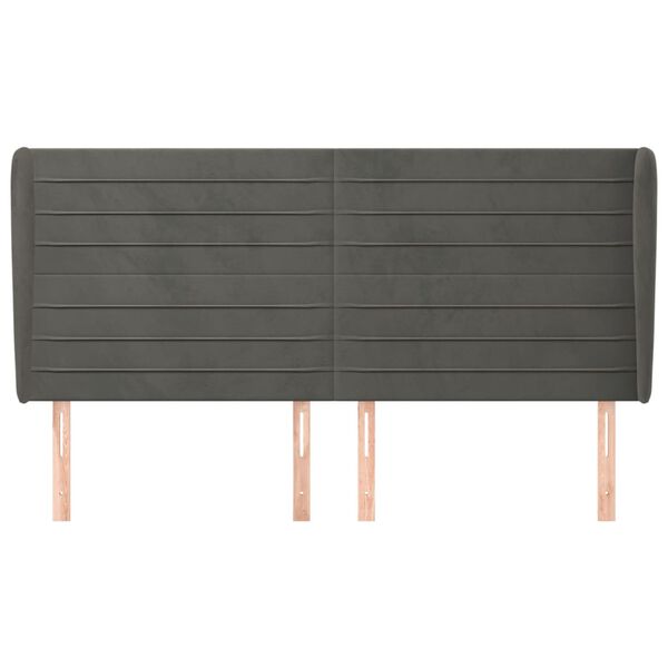 vidaXL Čelo postele typu u&scaron;&aacute;k tmavě &scaron;ed&eacute; 203x23x118/128 cm samet