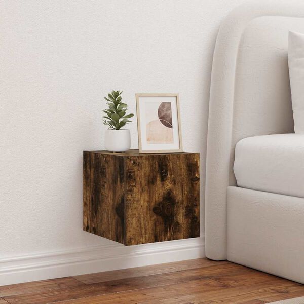 vidaXL N&aacute;stěnn&aacute; TV skř&iacute;ňka s LED osvětlen&iacute;m kouřov&yacute; dub 30,5x35x30 cm