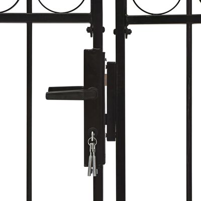vidaXL Dvoukřídlá zahradní brána s obloukem ocelová 400 x 150 cm černá