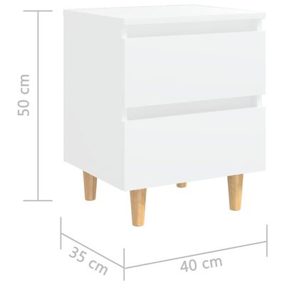 vidaXL Noční stolek s nohami z masivní borovice bílý 40 x 35 x 50 cm
