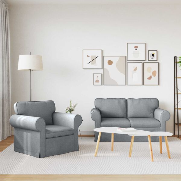 vidaXL Pohovka 120cm 2 pcs Světle &scaron;ed&aacute; Kov