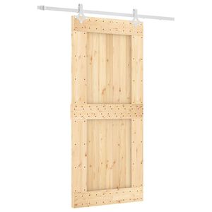 vidaXL Posuvn&eacute; dveře Př&iacute;rodn&iacute; a b&iacute;l&aacute; 90 x 210 cm Masivn&iacute; borov&eacute; dřevo
