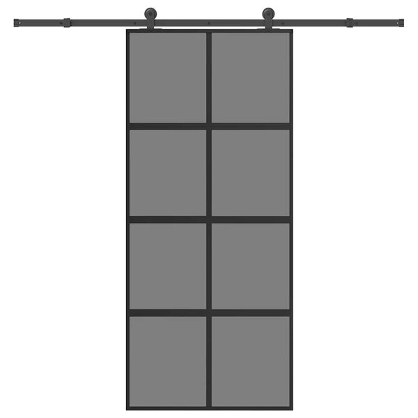vidaXL Posuvn&eacute; dveře s kov&aacute;n&iacute;m 90x205 cm tvrzen&eacute;ho sklo a hlin&iacute;k