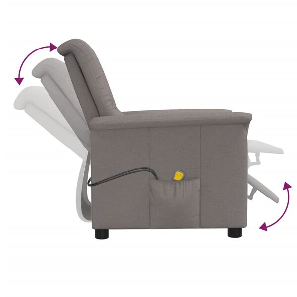 vidaXL Masážní křeslo taupe textil