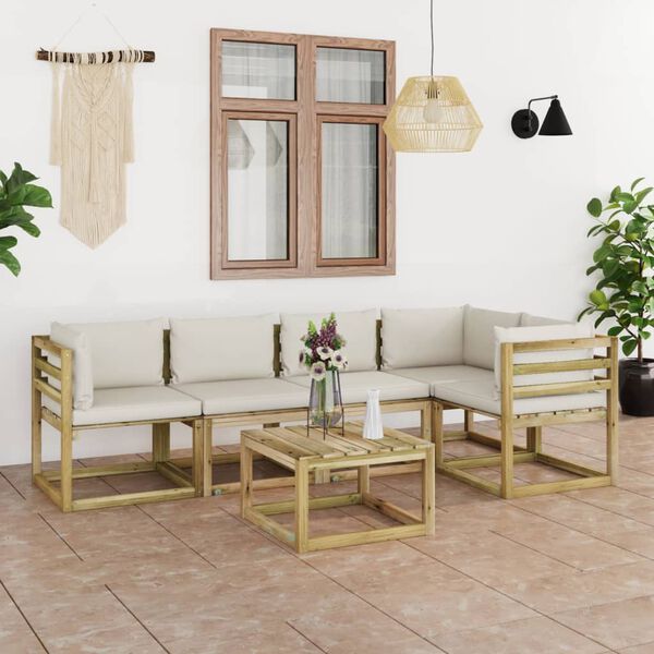 vidaXL 6d&iacute;ln&aacute; zahradn&iacute; sedac&iacute; souprava a podu&scaron;ky impregnovan&aacute; borovice