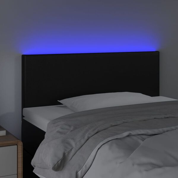 vidaXL Čelo postele s LED čern&eacute; 80 x 5 x 78/88 cm uměl&aacute; kůže