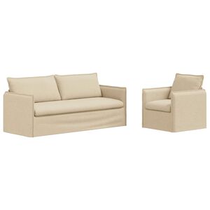 vidaXL Set pohovek 2 ks Kr&eacute;mov&aacute; Textil